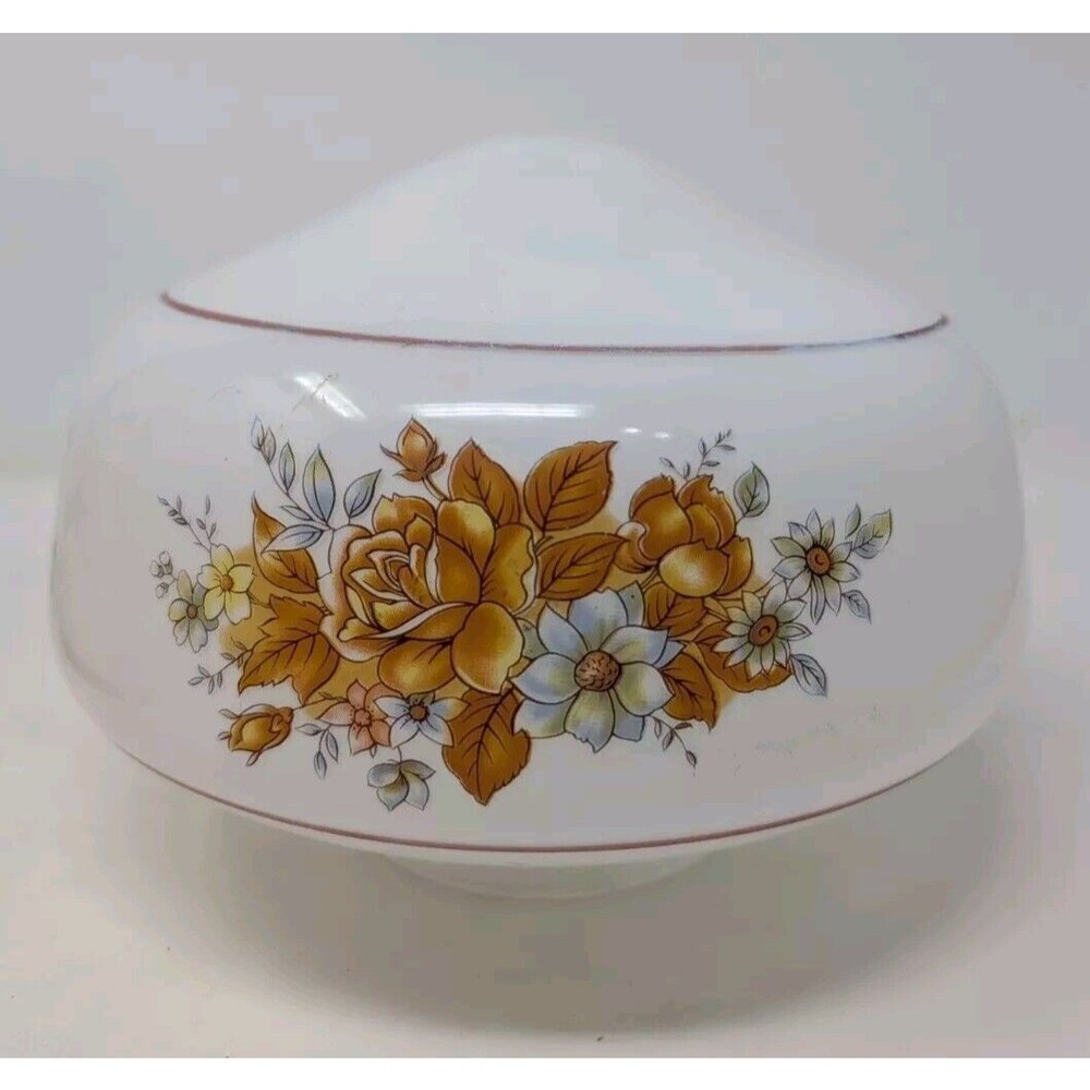 Vintage Milk Glass Ceiling Light Shade Globe Hand Painted Roses Daisies Kitchen
